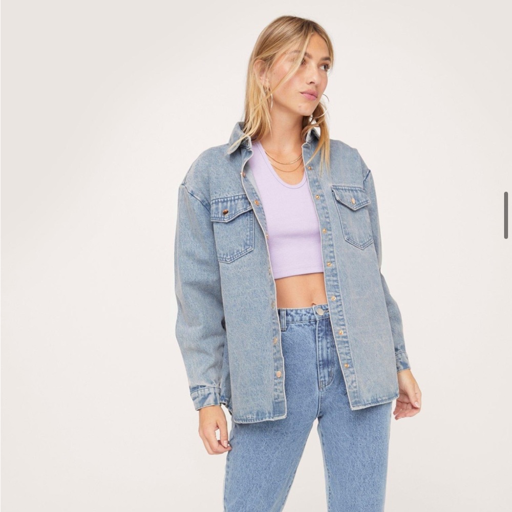 Nasty Gal Shoulder Padded Structured Denim Shirt